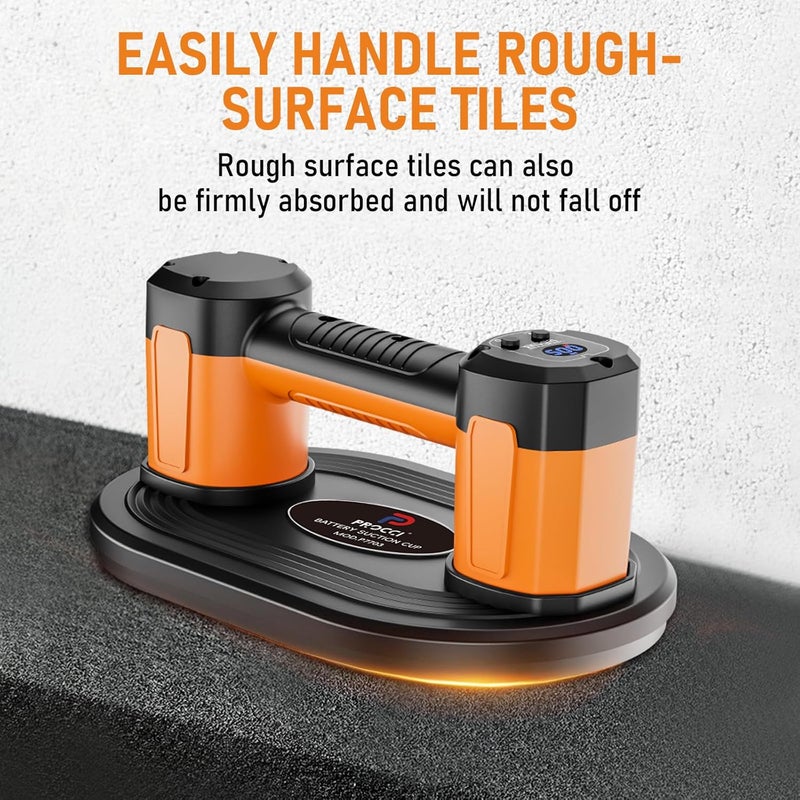 Procci Electric Battery Suction Cup for Tiles, Glass & Marble – 200 KG / 440 LBS Lifting Power, Dual Motors, LCD Display, 4500 mAh Battery, for Smooth or Slightly Rough (Not for Highly Porous Materials) - Image 2